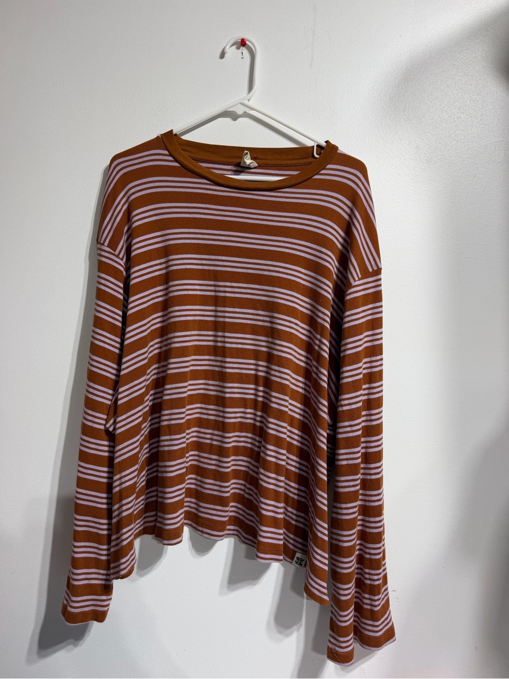 Lucy & Yak Brown Lilac Striped Long Sleeve Organic Cotton Top 4XL